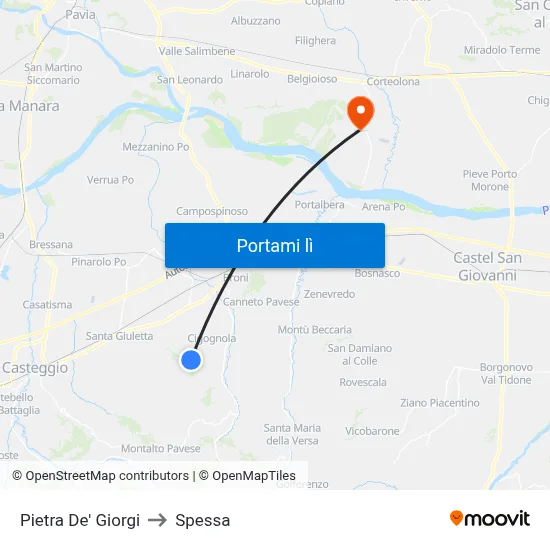 Pietra De' Giorgi to Spessa map