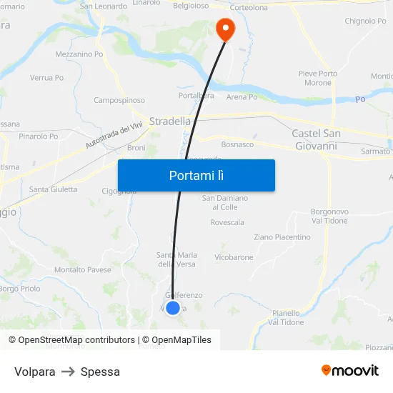 Volpara to Spessa map