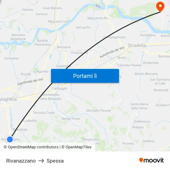 Rivanazzano to Spessa map