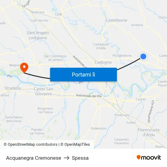 Acquanegra Cremonese to Spessa map