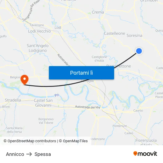 Annicco to Spessa map