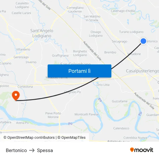 Bertonico to Spessa map