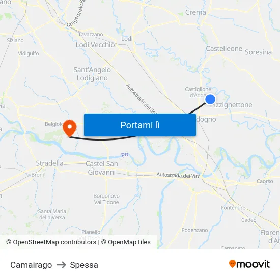 Camairago to Spessa map