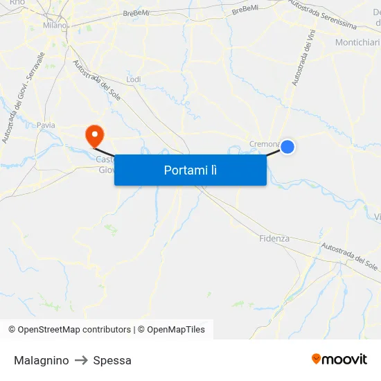 Malagnino to Spessa map