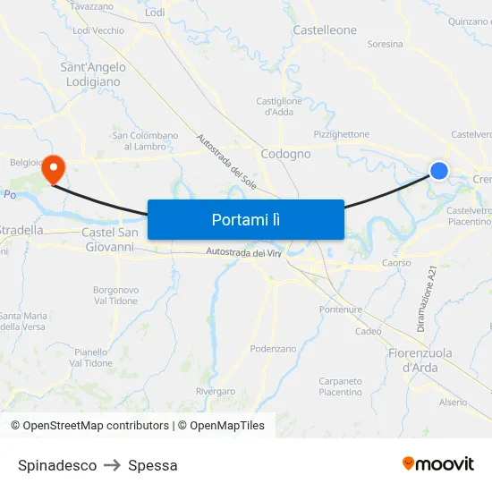 Spinadesco to Spessa map