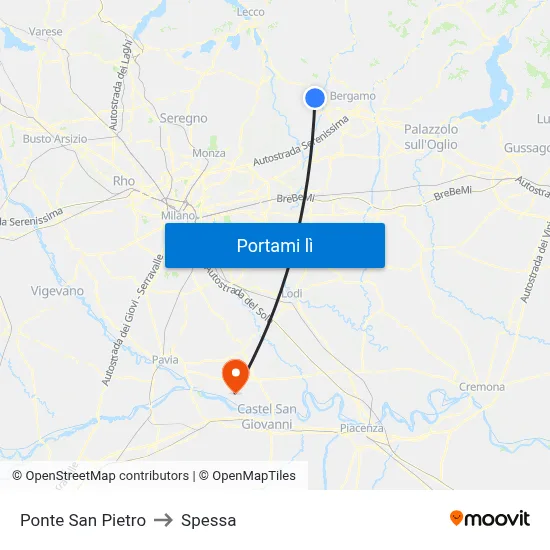 Ponte San Pietro to Spessa map