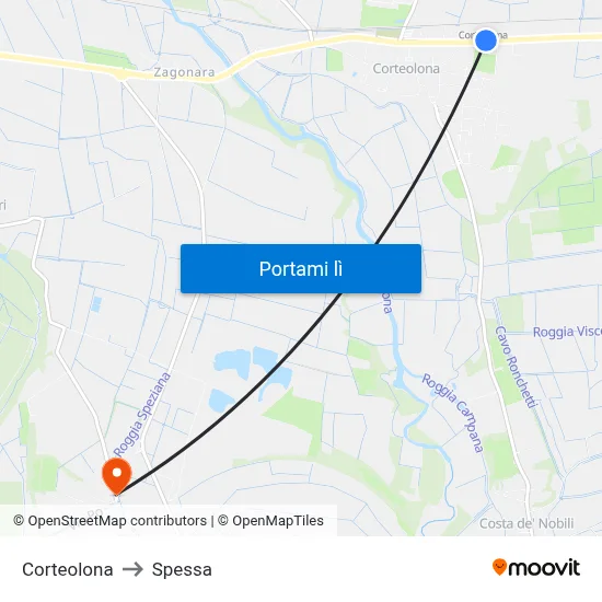 Corteolona to Spessa map