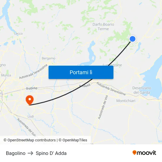 Bagolino to Spino D' Adda map