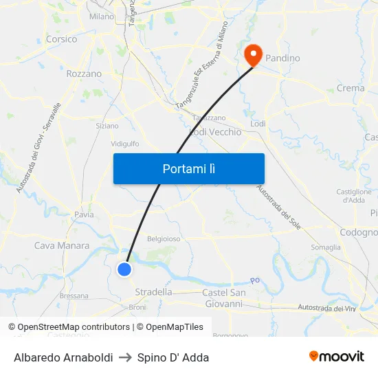 Albaredo Arnaboldi to Spino D' Adda map