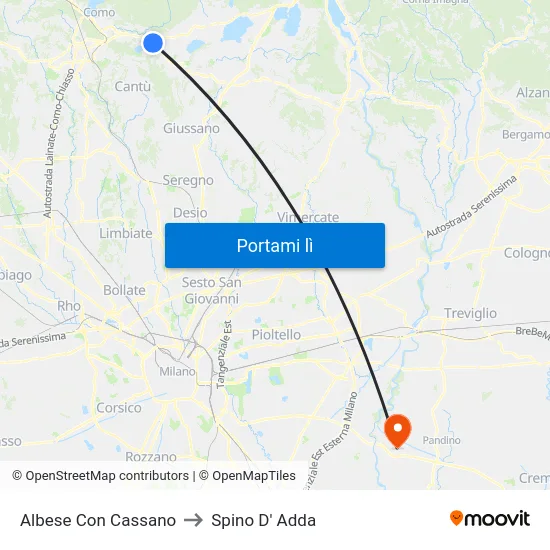 Albese Con Cassano to Spino D' Adda map