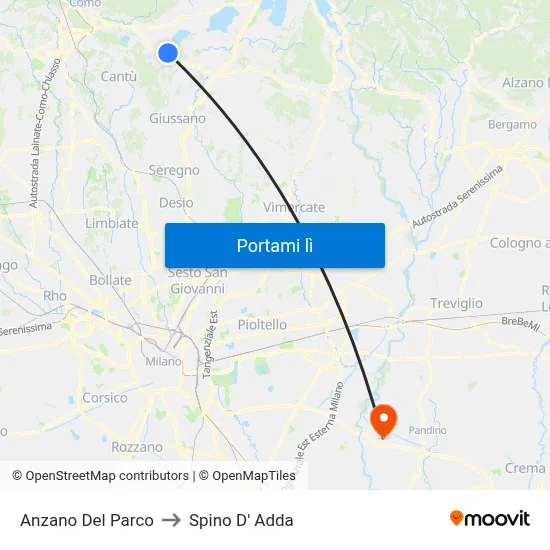 Anzano Del Parco to Spino D' Adda map