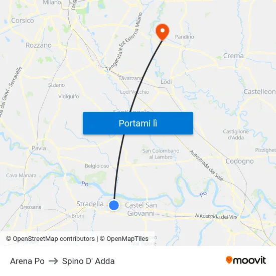 Arena Po to Spino D' Adda map