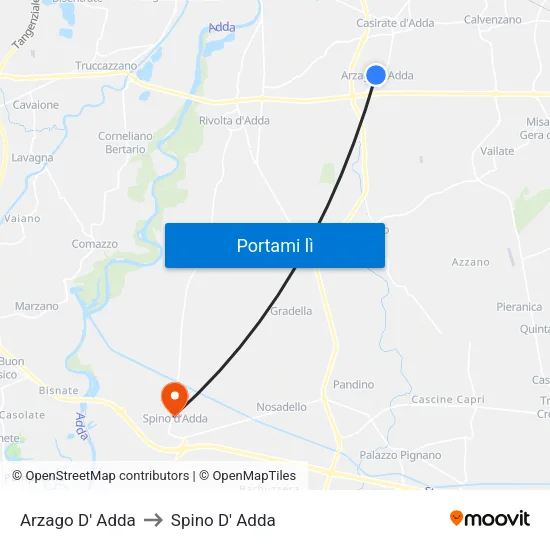 Arzago D' Adda to Spino D' Adda map