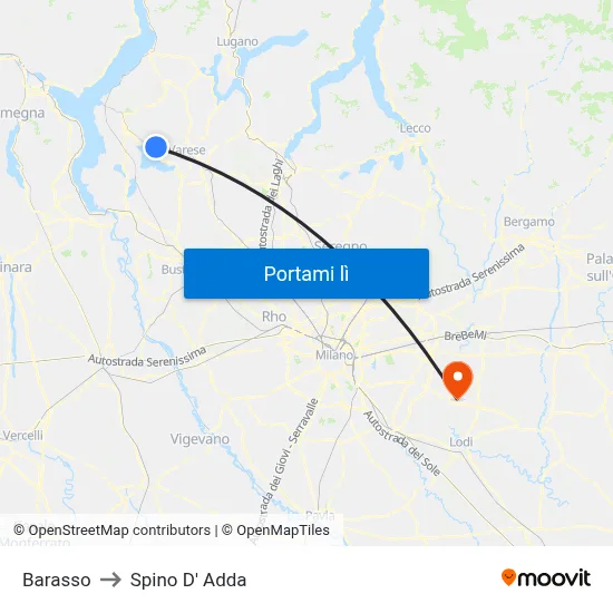 Barasso to Spino D' Adda map