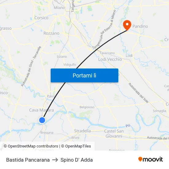 Bastida Pancarana to Spino D' Adda map