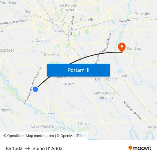 Battuda to Spino D' Adda map