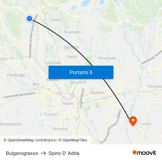 Bulgarograsso to Spino D' Adda map