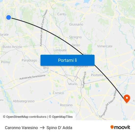 Caronno Varesino to Spino D' Adda map