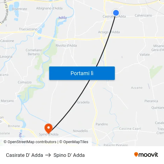 Casirate D' Adda to Spino D' Adda map