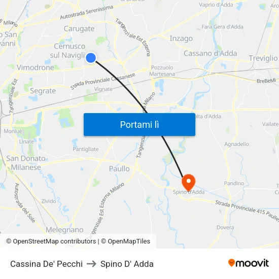 Cassina De' Pecchi to Spino D' Adda map