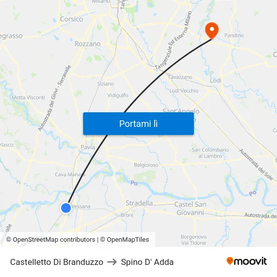 Castelletto Di Branduzzo to Spino D' Adda map