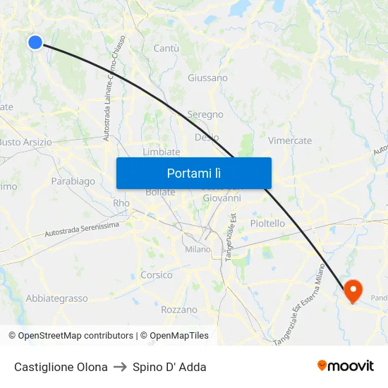 Castiglione Olona to Spino D' Adda map