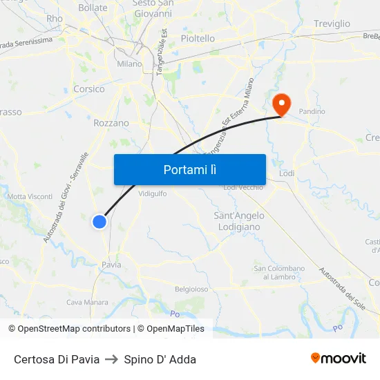 Certosa Di Pavia to Spino D' Adda map