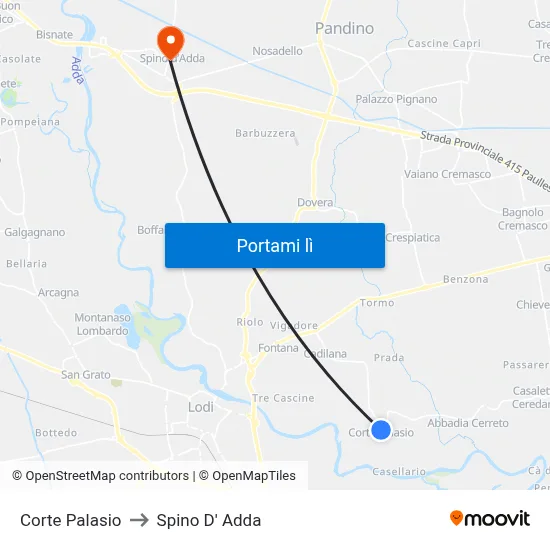 Corte Palasio to Spino D' Adda map