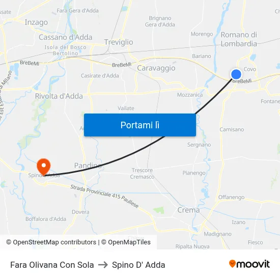 Fara Olivana Con Sola to Spino D' Adda map