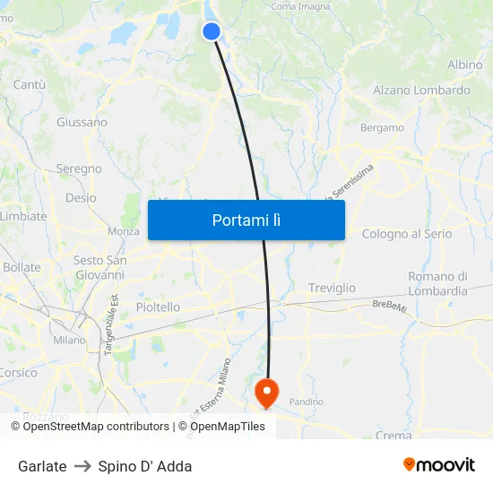 Garlate to Spino D' Adda map