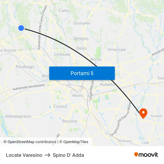 Locate Varesino to Spino D' Adda map
