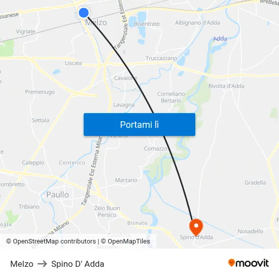 Melzo to Spino D' Adda map