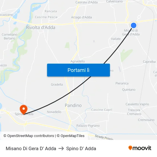 Misano Di Gera D' Adda to Spino D' Adda map
