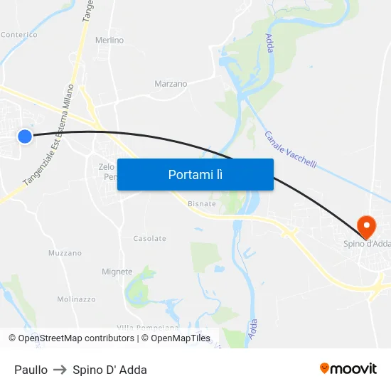 Paullo to Spino D' Adda map
