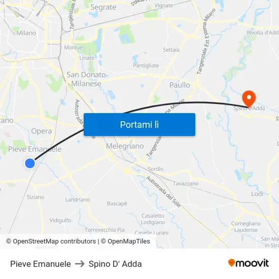 Pieve Emanuele to Spino D' Adda map