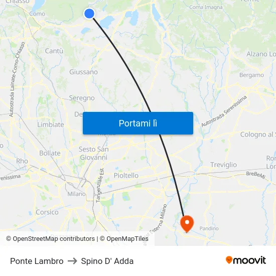 Ponte Lambro to Spino D' Adda map