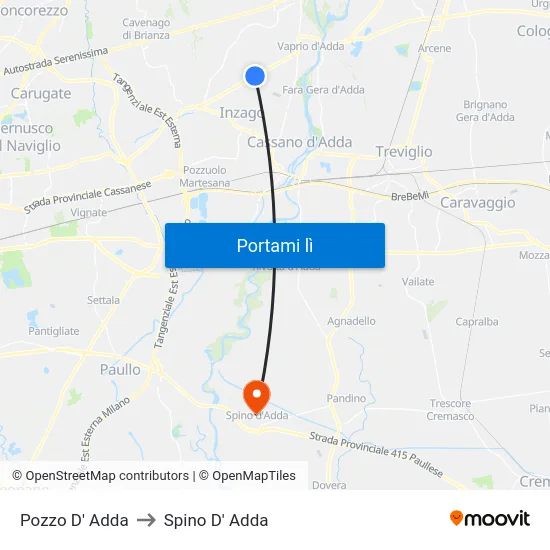 Pozzo D' Adda to Spino D' Adda map