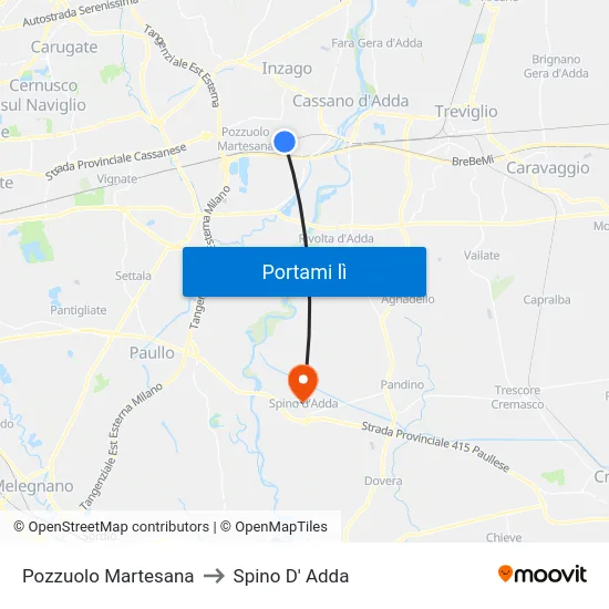Pozzuolo Martesana to Spino D' Adda map
