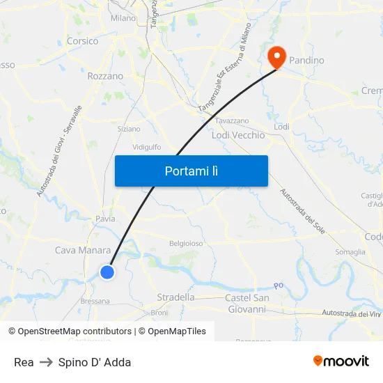 Rea to Spino D' Adda map