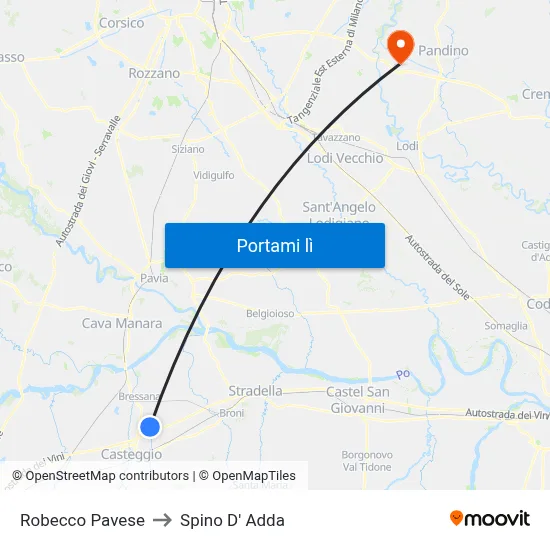 Robecco Pavese to Spino D' Adda map