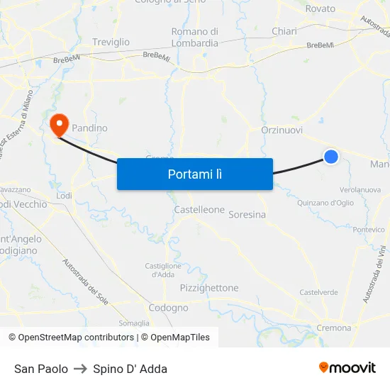 San Paolo to Spino D' Adda map