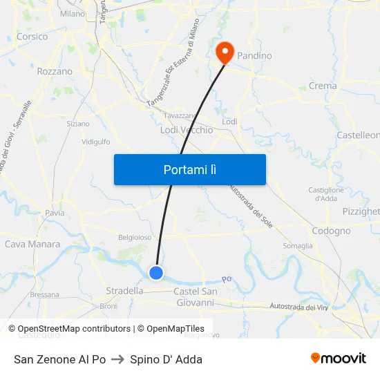 San Zenone Al Po to Spino D' Adda map