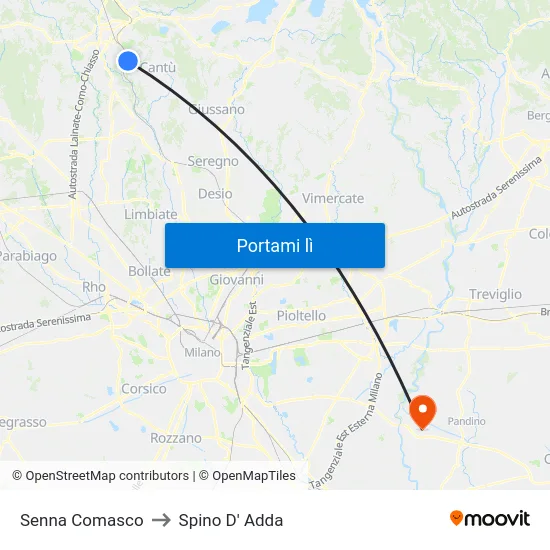 Senna Comasco to Spino D' Adda map