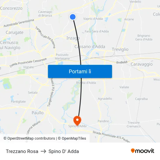 Trezzano Rosa to Spino D' Adda map