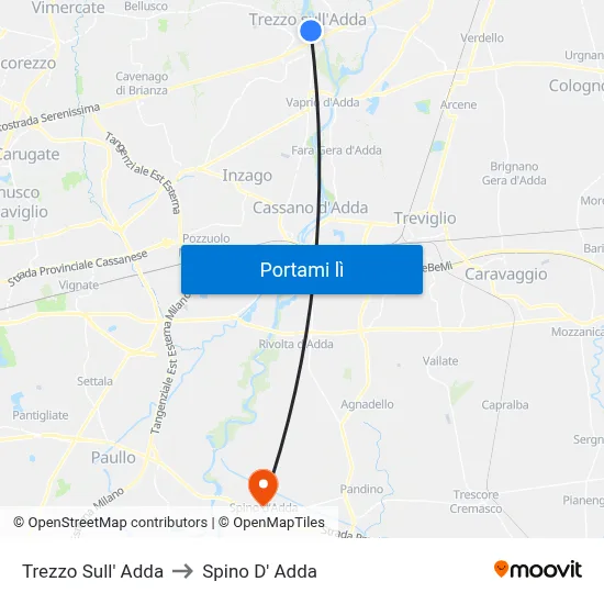 Trezzo Sull' Adda to Spino D' Adda map