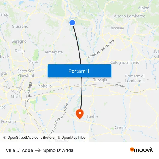 Villa D' Adda to Spino D' Adda map