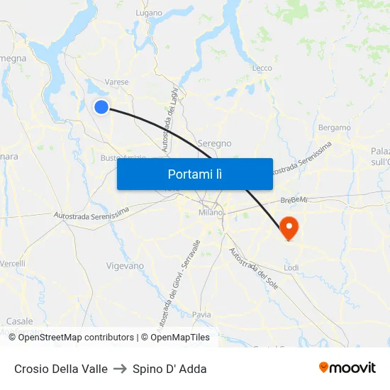 Crosio Della Valle to Spino D' Adda map