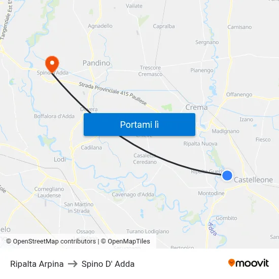 Ripalta Arpina to Spino D' Adda map