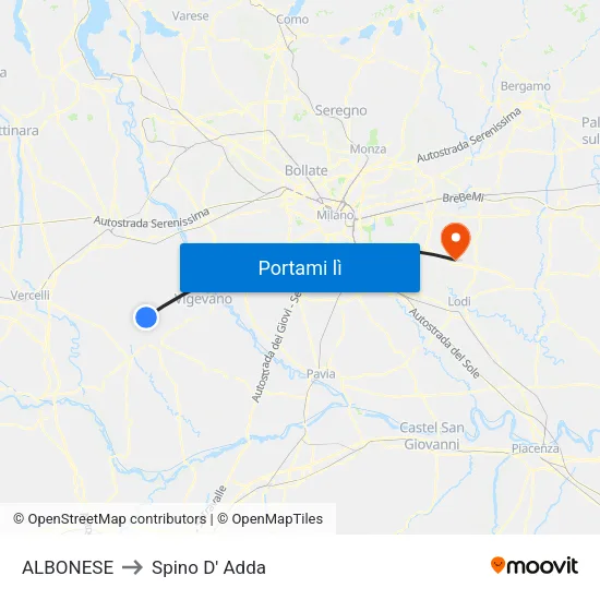ALBONESE to Spino D' Adda map