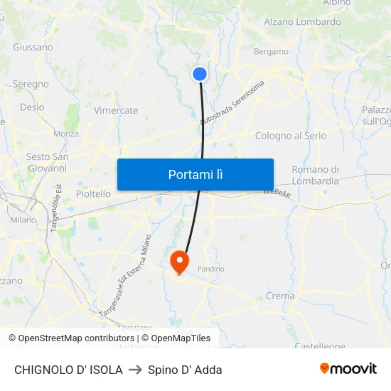 CHIGNOLO D' ISOLA to Spino D' Adda map